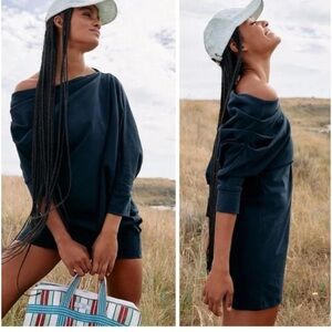 Free People Beach Modern Mini Dress Black Size Small Asymmetrical Off Shoulder